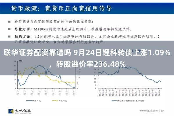 联华证券配资靠谱吗 9月24日锂科转债上涨1.09%，转股溢价率236.48%