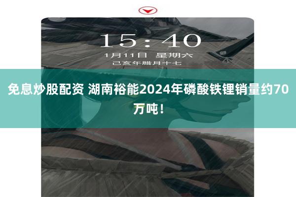 免息炒股配资 湖南裕能2024年磷酸铁锂销量约70万吨！