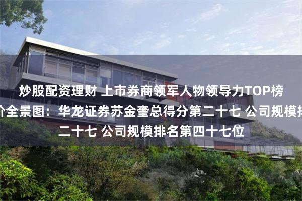 炒股配资理财 上市券商领军人物领导力TOP榜丨行业数据评价全景图：华龙证券苏金奎总得分第二十七 公司规模排名第四十七位