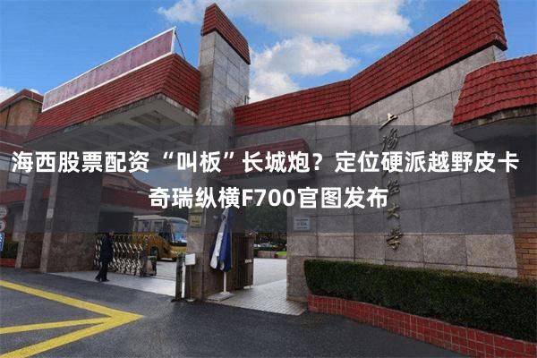 海西股票配资 “叫板”长城炮？定位硬派越野皮卡 奇瑞纵横F700官图发布